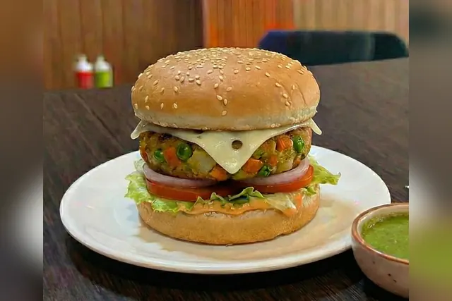 Classic veg burger with lettuce and tomato